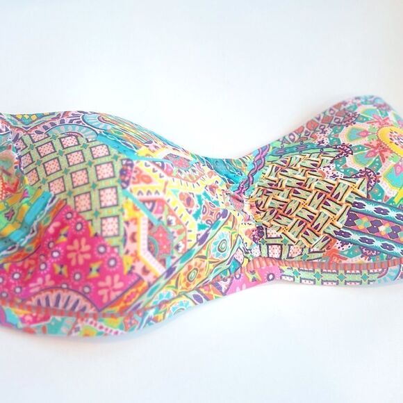 BLEU BY ROD BEATTIE Seriously Sunny Bandeau Bikini Top Multi swimsuit New - Picture 10 of 16